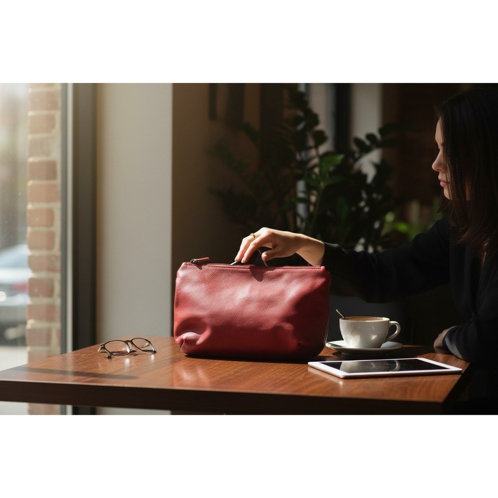MMS Design Studio Pouch Women Large Red NWOT Vegan Leather Slouchy Clutch